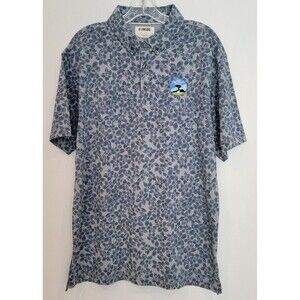 Linksoul Shirt Men's L Gray Short Sleeve Polo Floral Golf Tempus Fugit